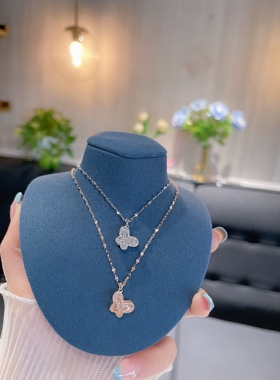 S925银满钻蝴蝶项链纪念生日礼物不褪色送礼盒顺丰10