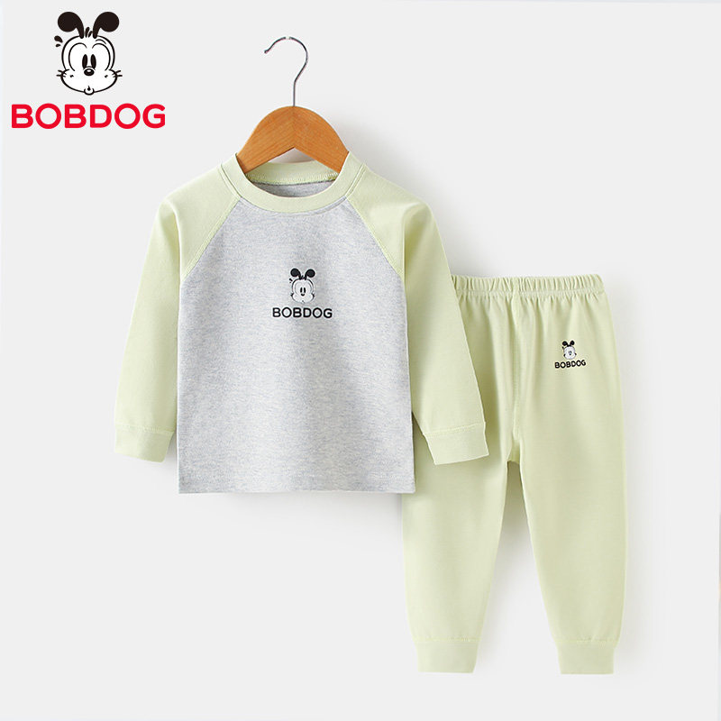 100%全棉260克秋冬巴布豆儿童秋衣秋裤套装韩版男童家居服睡衣