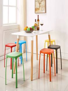 塑料凳子加厚成人家用凳子时尚 简约创意餐厅高圆凳子折叠椅子