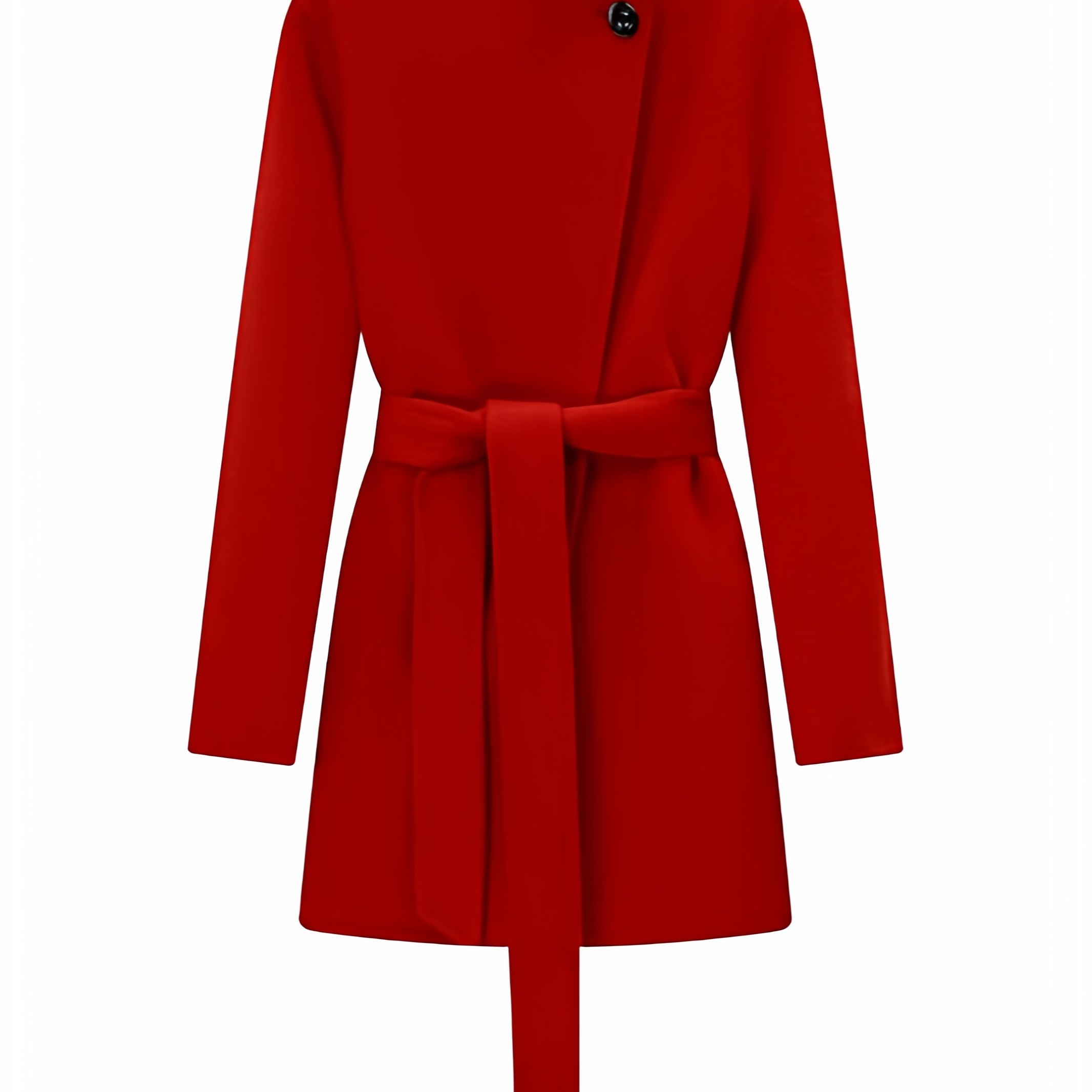 【梅子甄选】系腰短款复古平驳领红呢长袖羊毛大衣 AD01AF823101,女装/女士精品,毛呢外套,淘宝优惠券,粉丝福利购,淘宝优惠卷