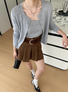 司南 轻氧减龄感 简约百搭圆领显瘦针织吊带开衫两件套装 SN8725