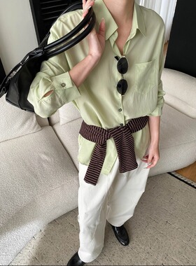 司南 早春新款 100天丝通勤感翻领宽松显瘦休闲长袖衬衫 SN8599