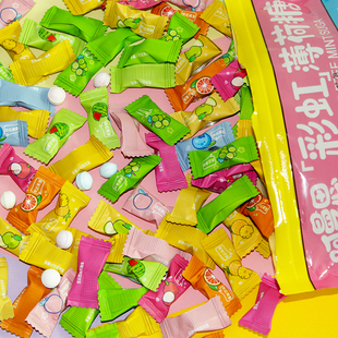 阿曼思彩虹无糖维C薄荷糖压片糖果清新口气混合水果味含片糖袋装