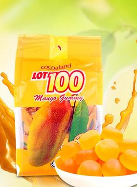 马来西亚进口零食 百分百LOT100一百份芒果果汁软糖果150g