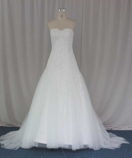 主婚纱礼服法式 Dress 抹胸小拖尾蕾丝婚纱礼服量身定制Bridal