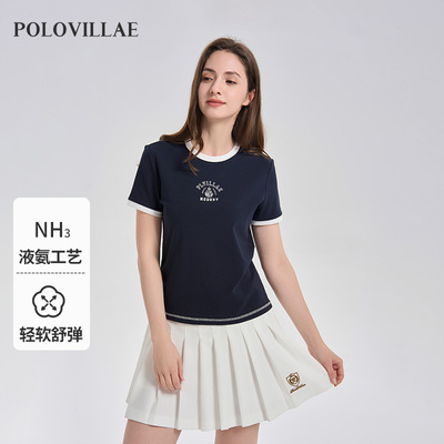 polovillae保罗威特女士圆领舒适透气日常通勤夏季短袖t恤AARH623