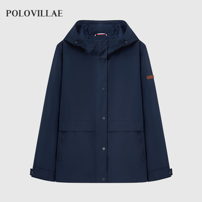 polovillae保罗威特女士连帽防风透气纯色外套女款短夹克AEQS872