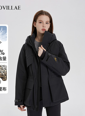 polovillae保罗女士专柜同款黑金防风中长款保暖羽绒服女户外外套
