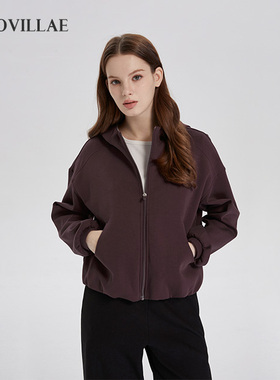 Polovillae保罗女士专柜简约连帽短外套女日常运动拉链衫AEQF790
