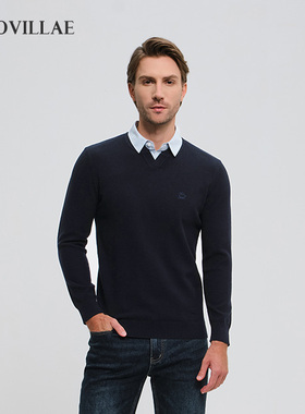 Polovillae男士休闲假两件衬衫针织毛衣男工作通勤针织衫APQF037