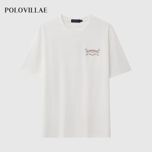 polovillae保罗威特男士短袖白色夏季圆领时尚精品男T恤AAQH089