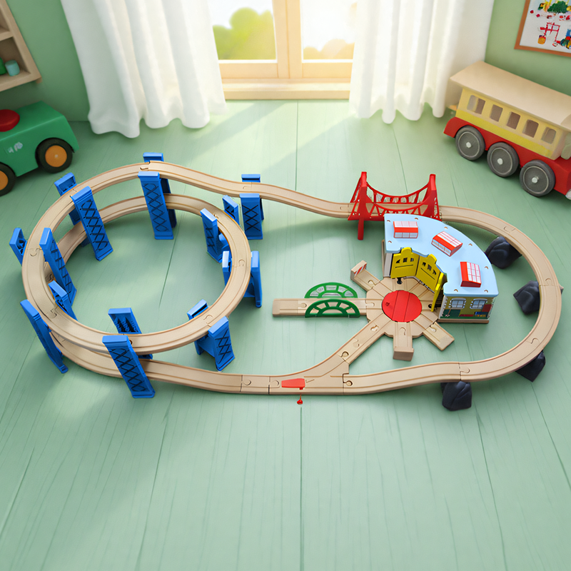 火车轨道车玩具木头益智积木配件拼图儿童木质磁力小火车电动男孩