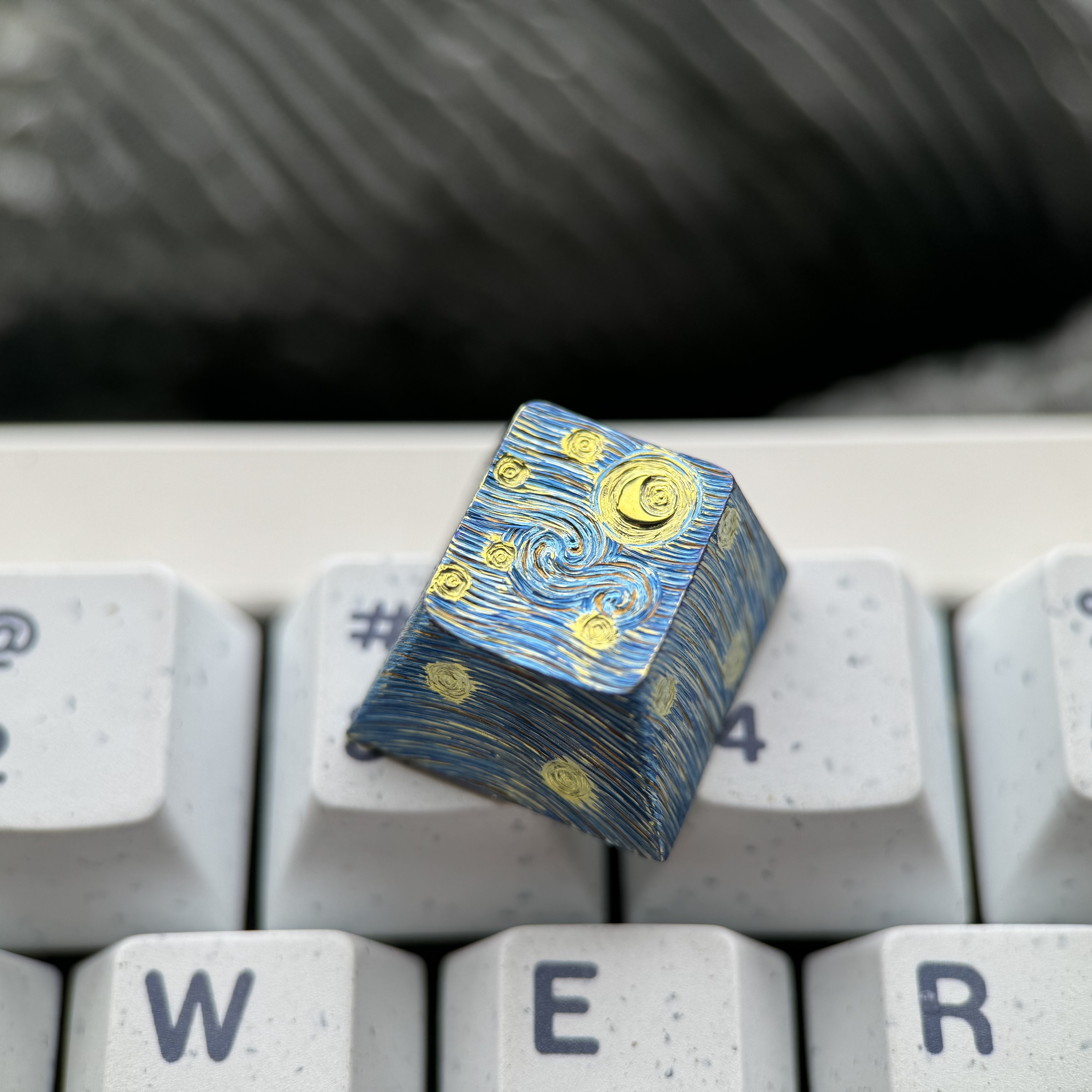 星月夜 梵高星空 手雕浮雕钛合键帽