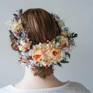 新娘饰品头花头饰花环保鲜花永生干花发饰婚纱礼服古风秀禾服配饰