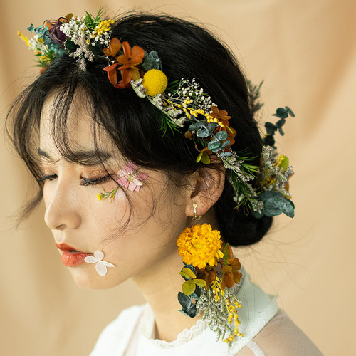 手工森女系干花花环新娘头饰永生花发饰度假旅拍配饰影楼拍照道具 - 封面