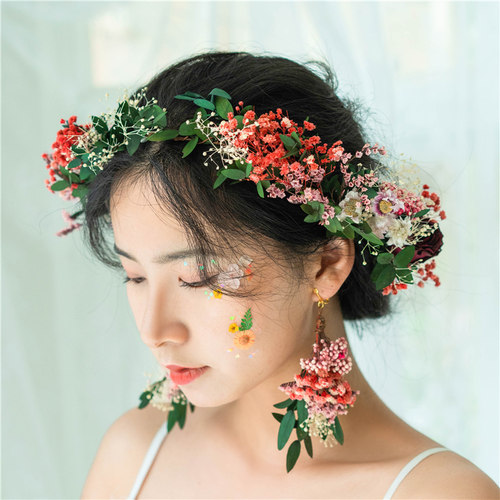 新娘永生花干花森系手工花环头饰