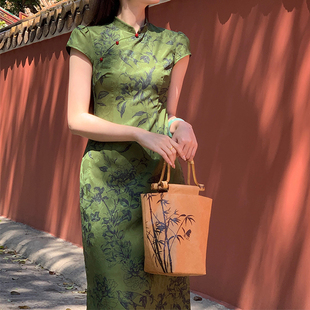 丹青客新中式提花改良旗袍女春气质复古短袖连衣裙