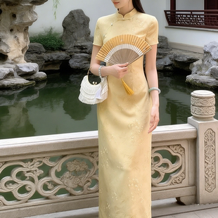 新中式国风袅袅江南复古温婉旗袍连衣裙女夏气质长裙