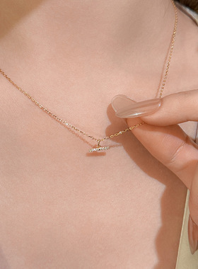 S925纯银极简风平衡木项链女镀14K金小巧精致日系ins锁骨链