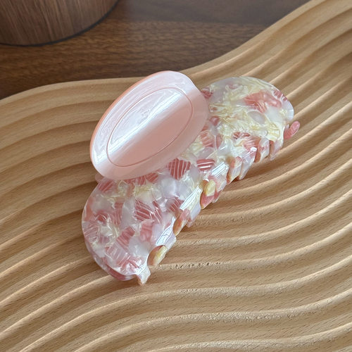 轻奢醋酸拼接鲨鱼夹感碎花发夹