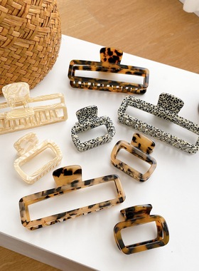 韩国镂空FRANCE金标醋酸抓夹小众气质发夹头饰复古鲨鱼夹