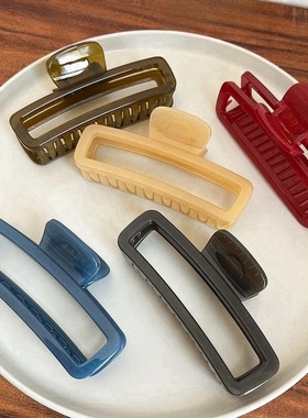 果冻色镂空大号方形抓夹女百搭大号发夹后脑勺盘发鲨鱼夹夹子发饰