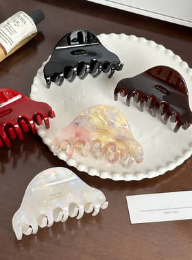 高级感金标醋酸抓夹女质感后脑勺盘发夹子发夹简约鲨鱼夹子发饰女