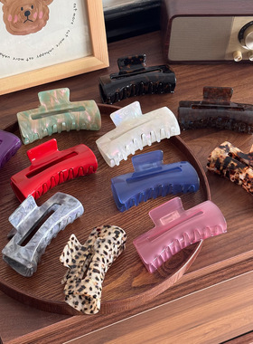 加厚3mm醋酸发夹后脑勺盘发鲨鱼夹大号百搭抓夹简约韩版豹纹发饰