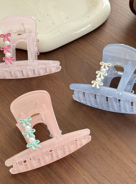 果冻色透明小号发夹女小清新百搭蝴蝶结抓夹后脑勺盘发鲨鱼夹发饰