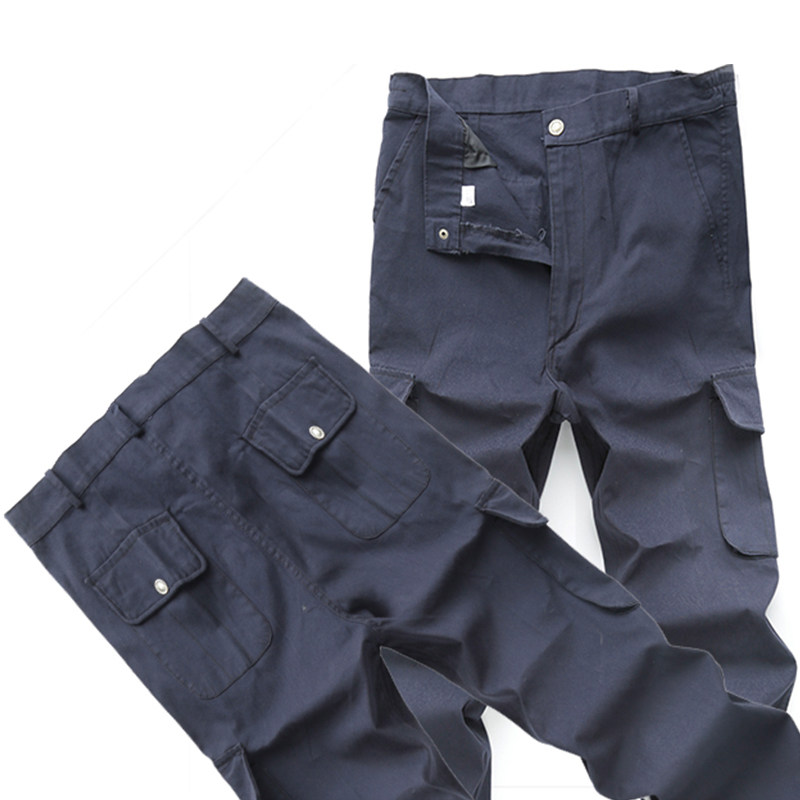 工作裤男纯棉耐磨工装弹力多口袋宽松机汽修工地干活穿电焊劳保裤