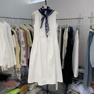 2026春夏新款韩版时尚百搭无袖绑带连衣裙女宽松显瘦背心裙8888