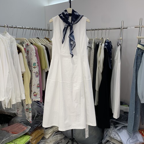 2026春夏新款韩版时尚百搭无袖绑带连衣裙女宽松显瘦背心裙8888