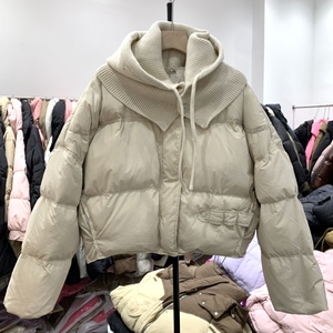 韩国针织帽羽绒服女短款2023冬季新韩版时尚小个子加厚白鸭绒外套