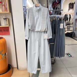 休闲运动服立领披肩卫衣阔腿裤子女2026春季新款巨好看的两件套装