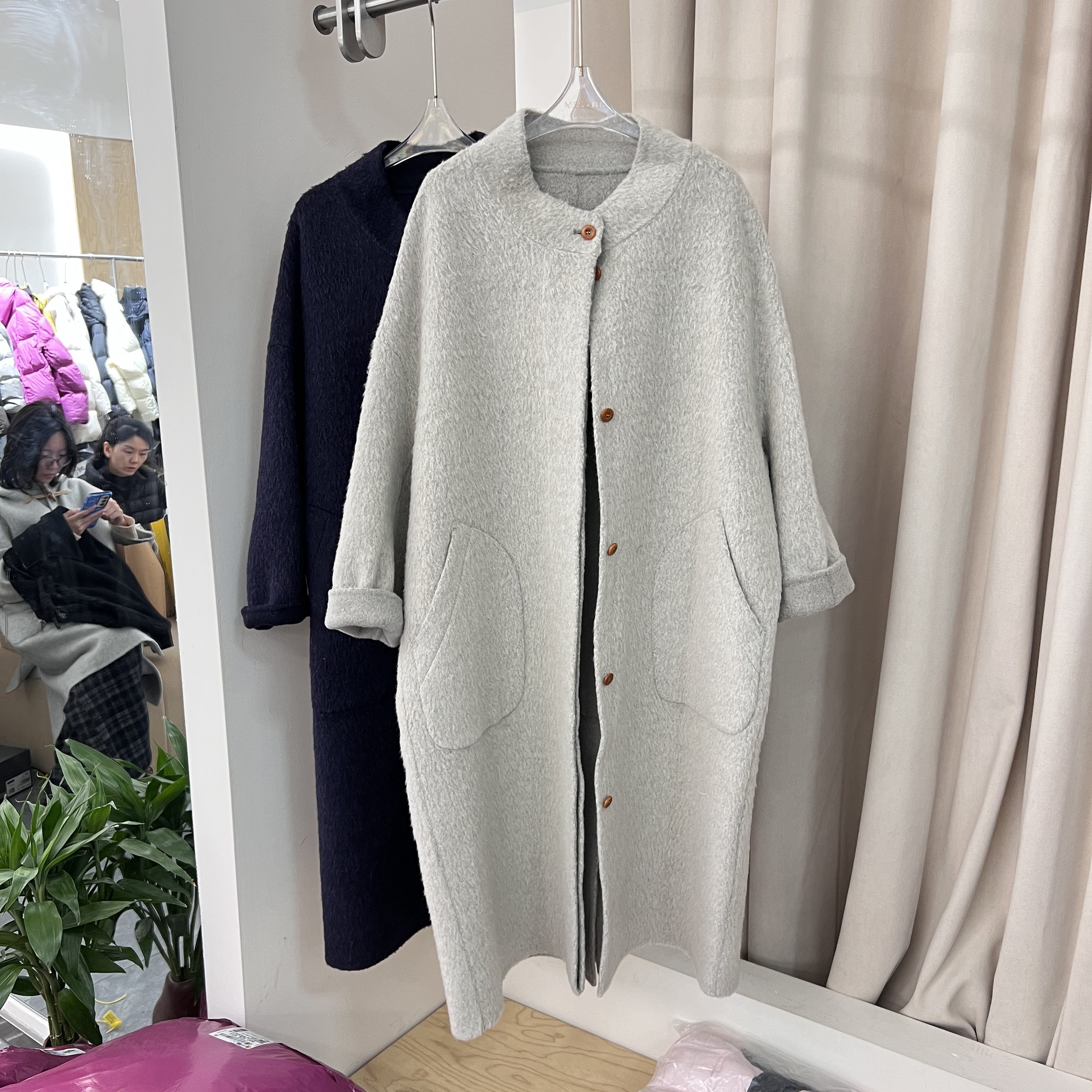 韩系时尚长款羊驼毛双面羊毛大衣立领单排扣宽松25冬款外套女7989,女装/女士精品,毛呢外套,淘宝优惠券,粉丝福利购,淘宝优惠卷