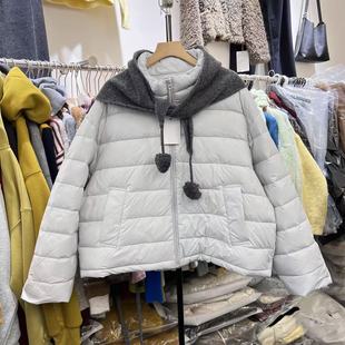 韩系围巾羽绒服女2025冬季新设计感加厚保暖白鸭绒气质外套8889