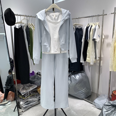 艾米2026春季新款韩版时尚连帽拉链卫衣外套+阔腿裤两件套女26221