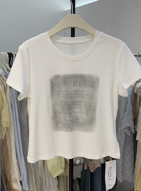 2026夏季新款女装白色短袖T恤女圆领简约风格宽松版型2871