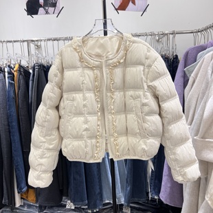 小个子加厚保暖外套398 百搭显瘦格纹羽绒服女短款 2025冬新款 时尚