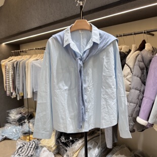 时尚 韩版 显瘦长袖 衬衫 外套26010 2026春季 针织披肩女两件套装 新款