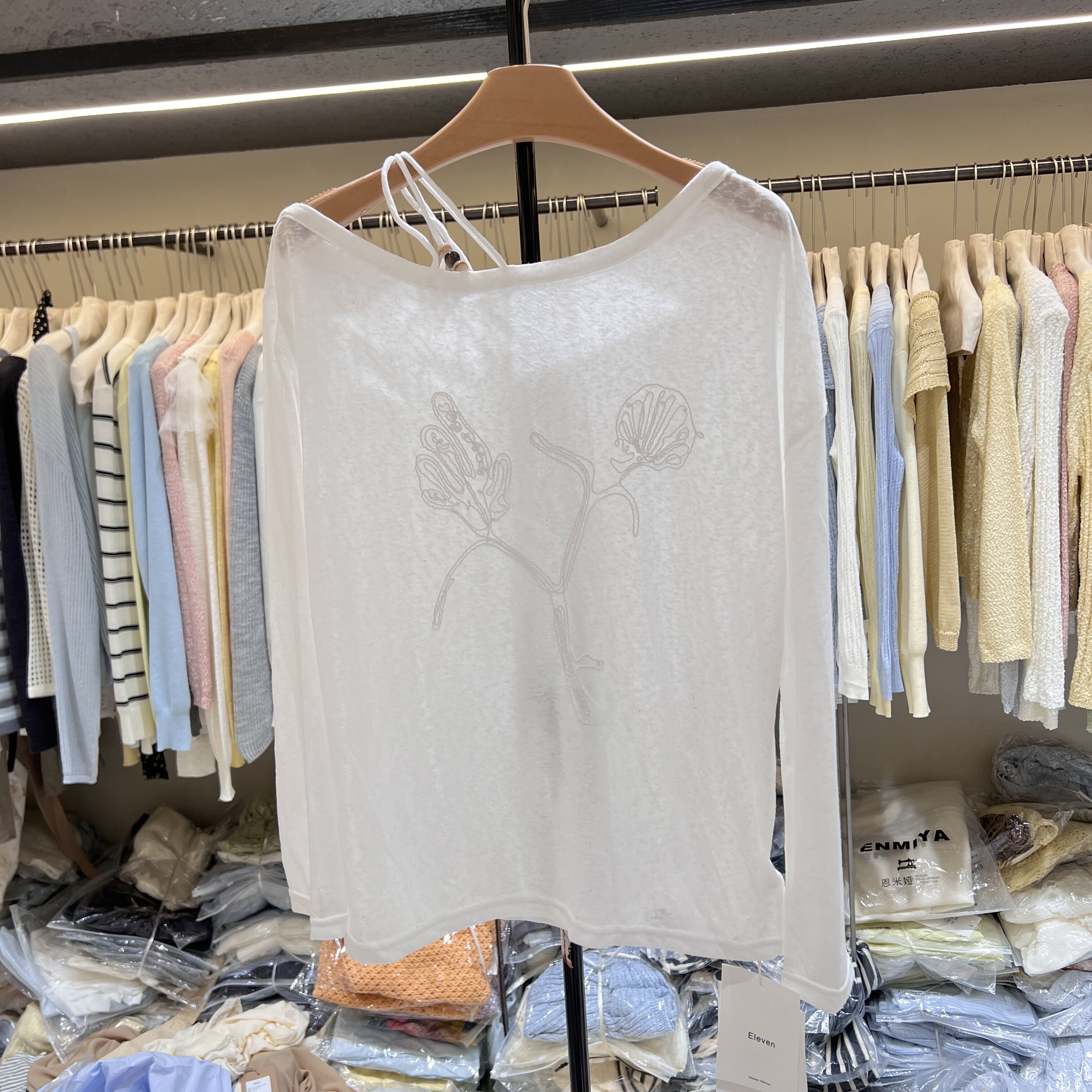 斜领露肩长袖T恤衫女防晒2026夏季新款洋气百搭微透上衣薄款8325