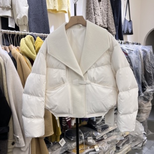 2025冬季新款韩版显瘦百搭保暖大翻领短款羽绒服女鹅绒外套2621