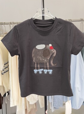 2026春夏新款韩版时尚圆领卡通印花短袖T恤女宽松显瘦上衣61263