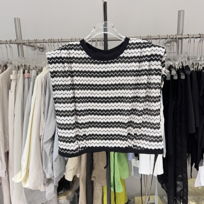 无袖T恤女2025夏季新款波纹宽松百搭显瘦网红短款针织上衣55065