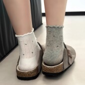 纯色镂空小波点花边短袜韩系风春夏轻薄透气甜美少女无骨低帮袜