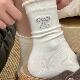 白色花边蝴蝶结袜子女春秋纯色中筒袜韩系少女显瘦ins甜系堆堆袜