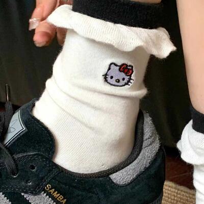 日系KT小猫泡泡口堆堆女袜透气