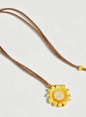 非金属棉绳项链 张柏芝同款古法太阳花项链新中式国风如意绳颈链
