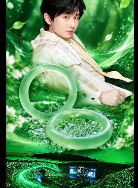 非金属水晶手镯 成毅同款应援手镯绿色新款猫眼送女友闺蜜礼物