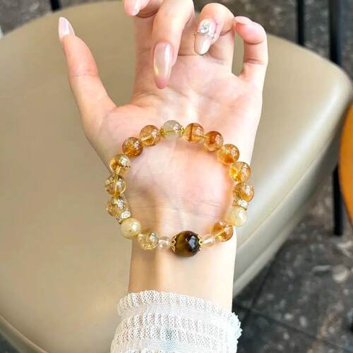 手链 【满手富贵】10mm黄T+金+金虎Y手串设计感手链女